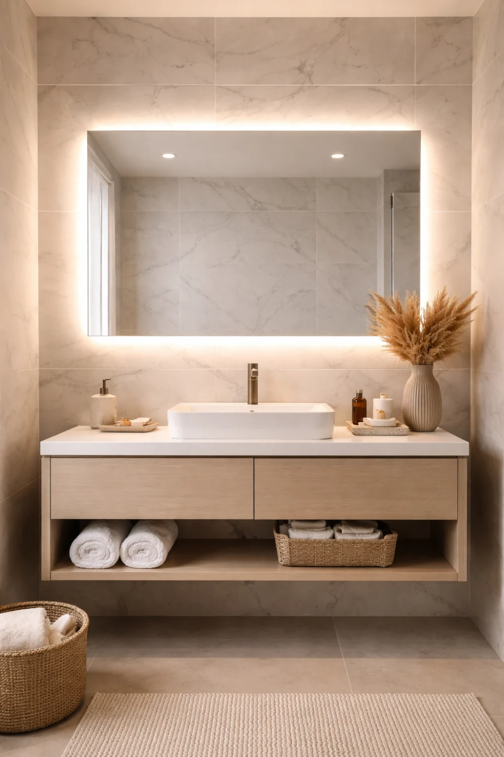 led backlit mirror bathroom vanity decor modern luxury bathroom lighting and minimalist vanity design