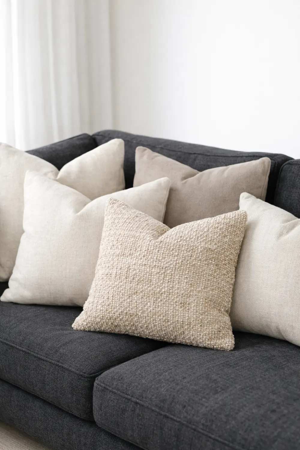 neutral throw pillows decor modern sofa styling idea