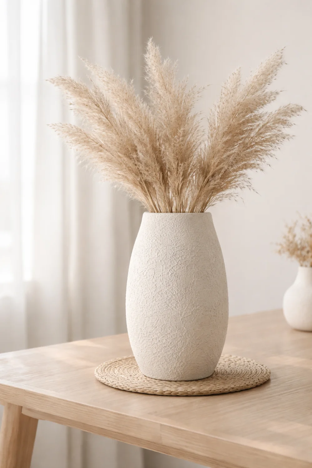 textured DIY vase with pampas grass neutral home decor