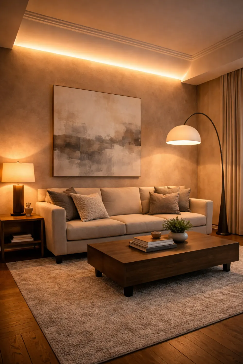 ceiling uplighting idea with hidden led strip lighting creating warm ambient glow