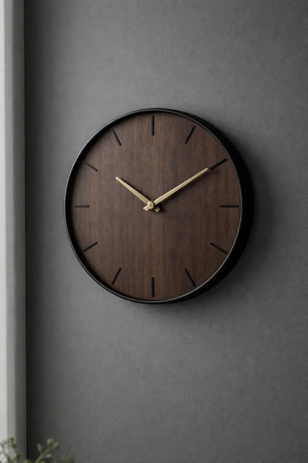 minimalist wall clock dark wood modern home decor
