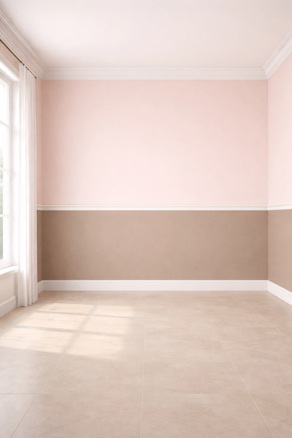 blush pink and taupe two tone wall paint idea soft modern interior color palette elegant room paint inspiration