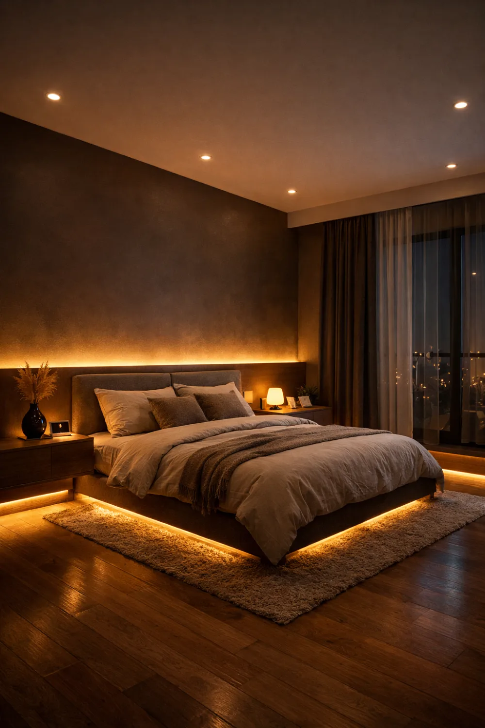 ambient lighting bedroom warm led glow cozy modern night aesthetic decor