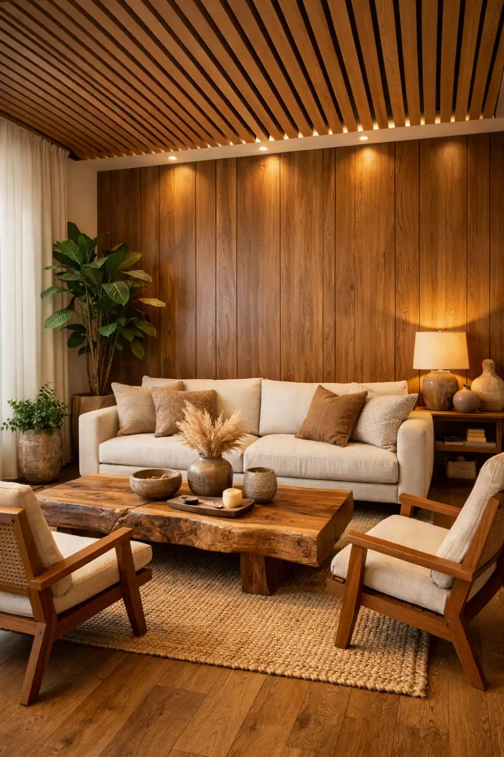 wood accent living room modern natural decor cozy interior design ideas