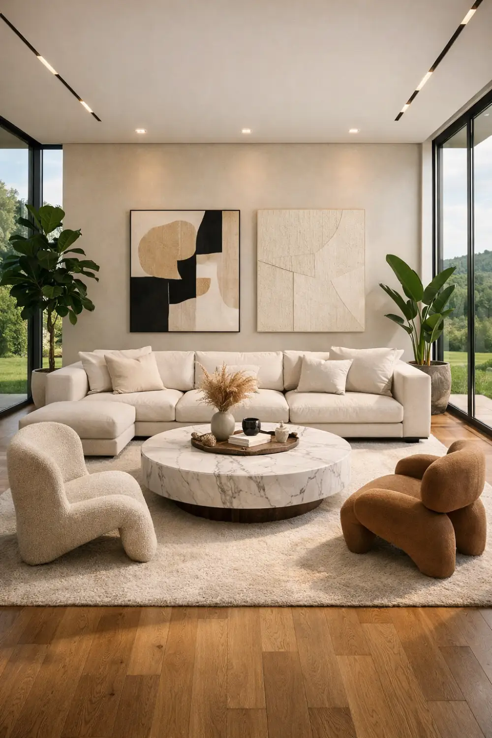 nature inspired living room modern plants neutral decor home interior ideas