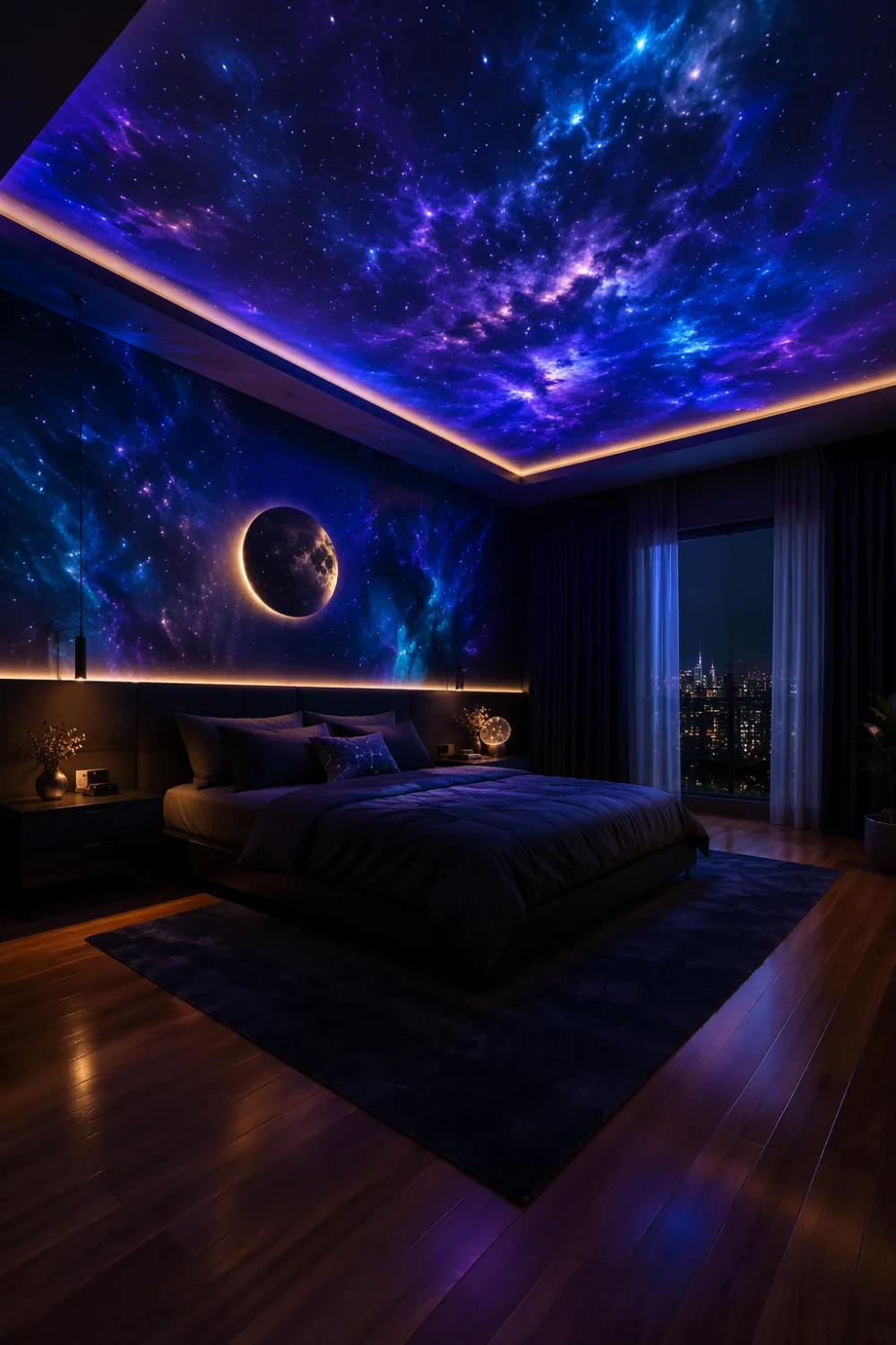 galaxy projector bedroom ceiling stars nebula lighting modern celestial aesthetic room