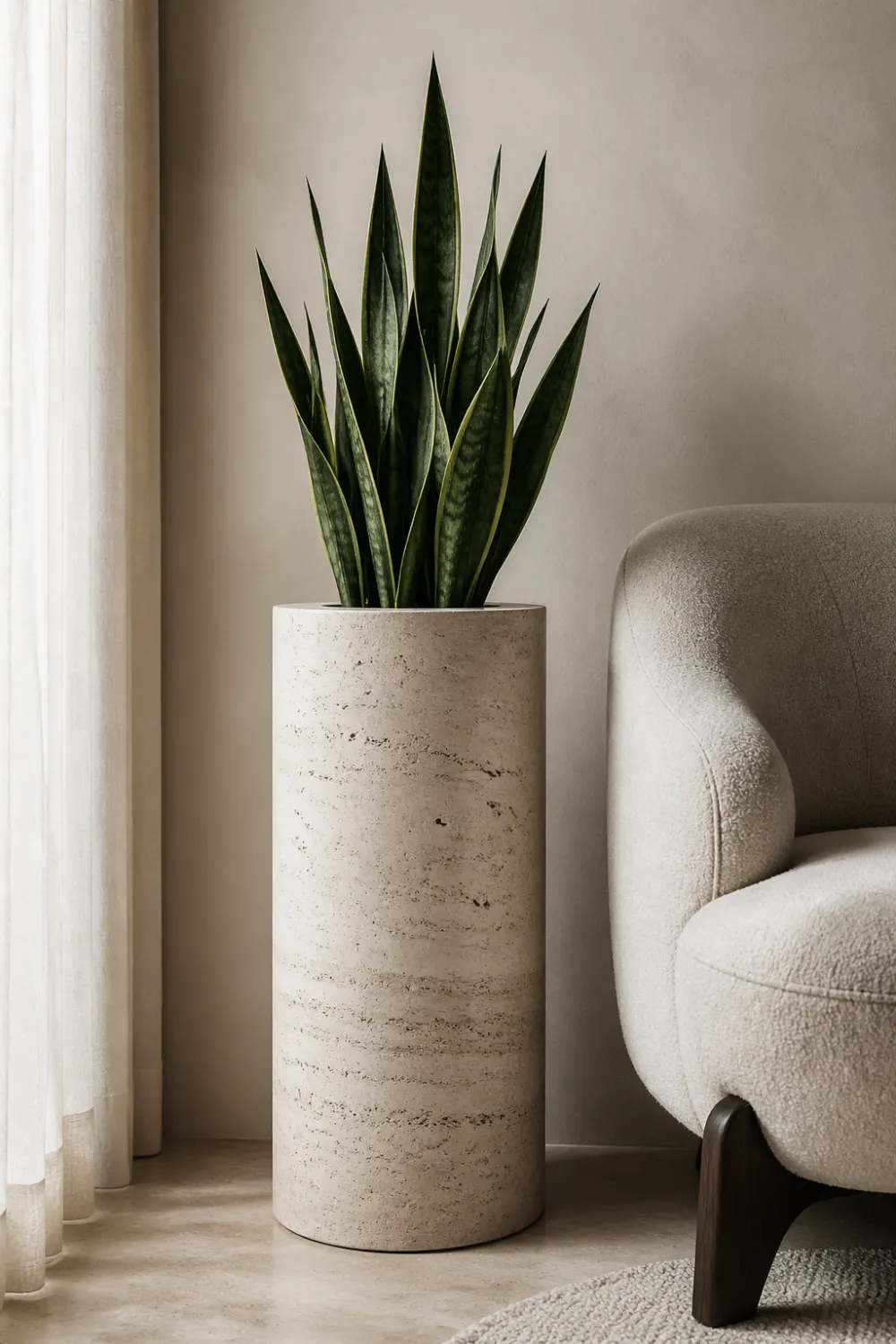 snake plant tall pedestal planter modern interior minimal decor side table alternative