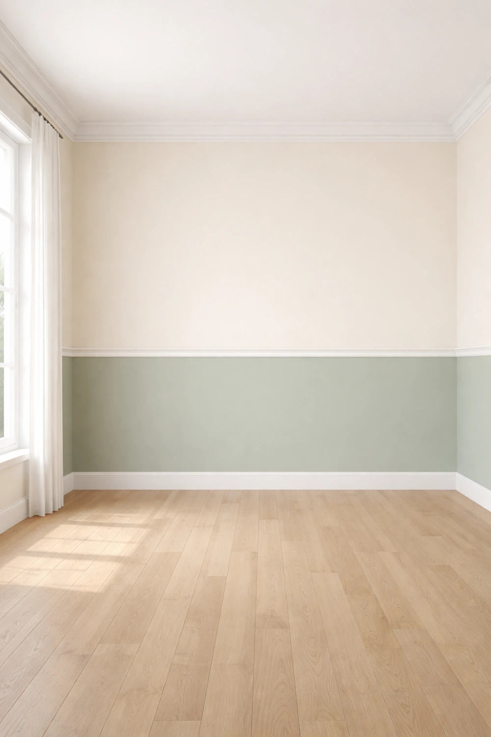 sage green and cream two tone wall paint idea modern calming interior color palette stylish minimalist room paint inspiration