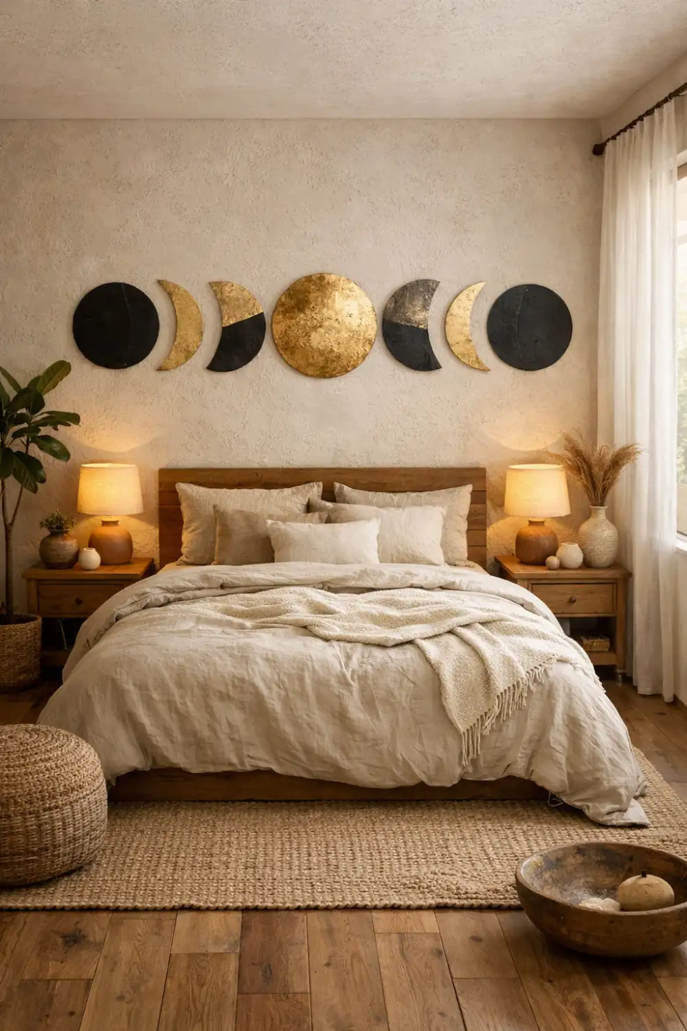 moon phase wall decor bedroom neutral cozy boho celestial aesthetic room