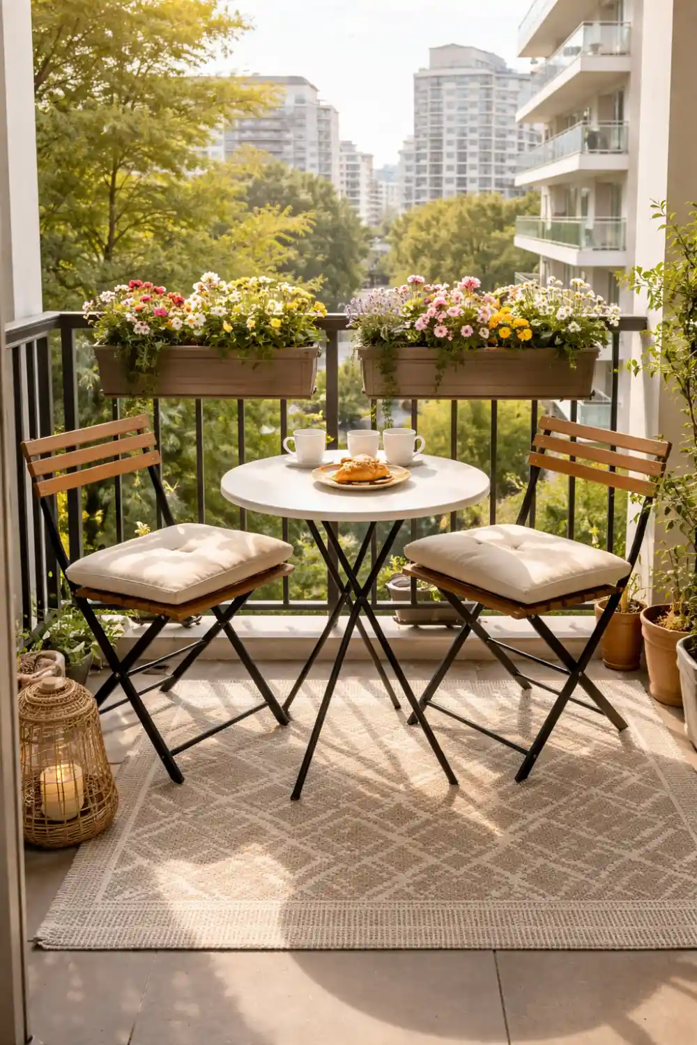 small balcony bistro table setup with chairs apartment balcony dining corner cozy balcony breakfast decor inspiration