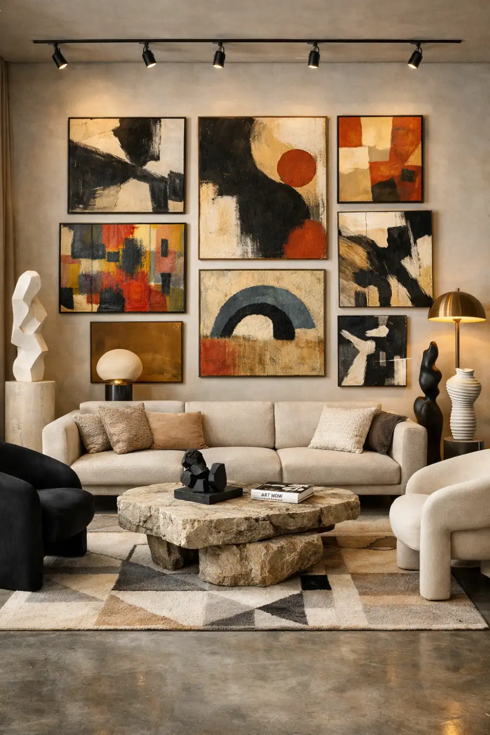 art wall living room modern abstract decor stylish interior design ideas