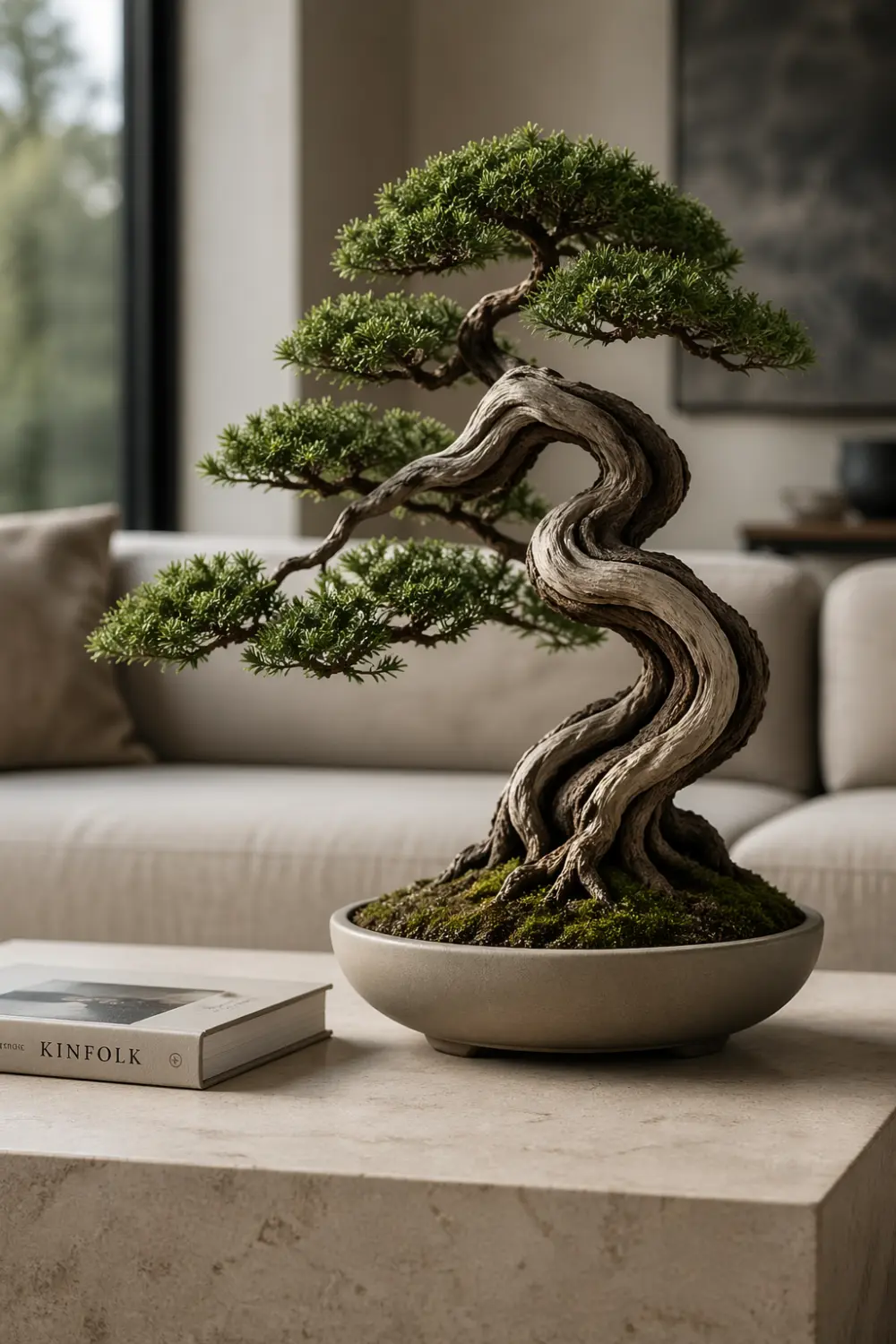 tall indoor plant replacing floor lamp modern living room corner styling minimal decor