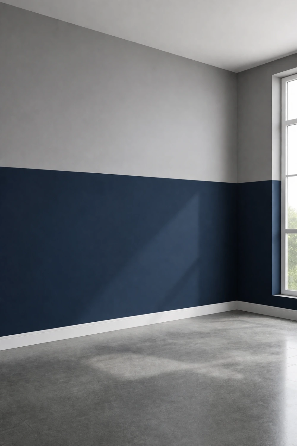 navy blue and gray two tone wall paint idea modern dark interior color combination contemporary room paint inspiration