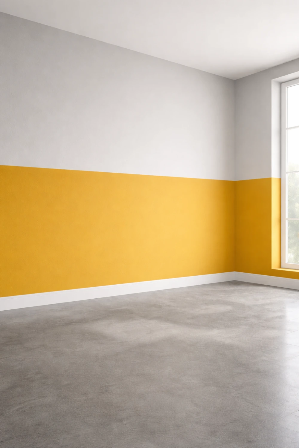 mustard yellow and gray two tone wall paint idea modern vibrant interior color combination trendy wall paint inspiration
