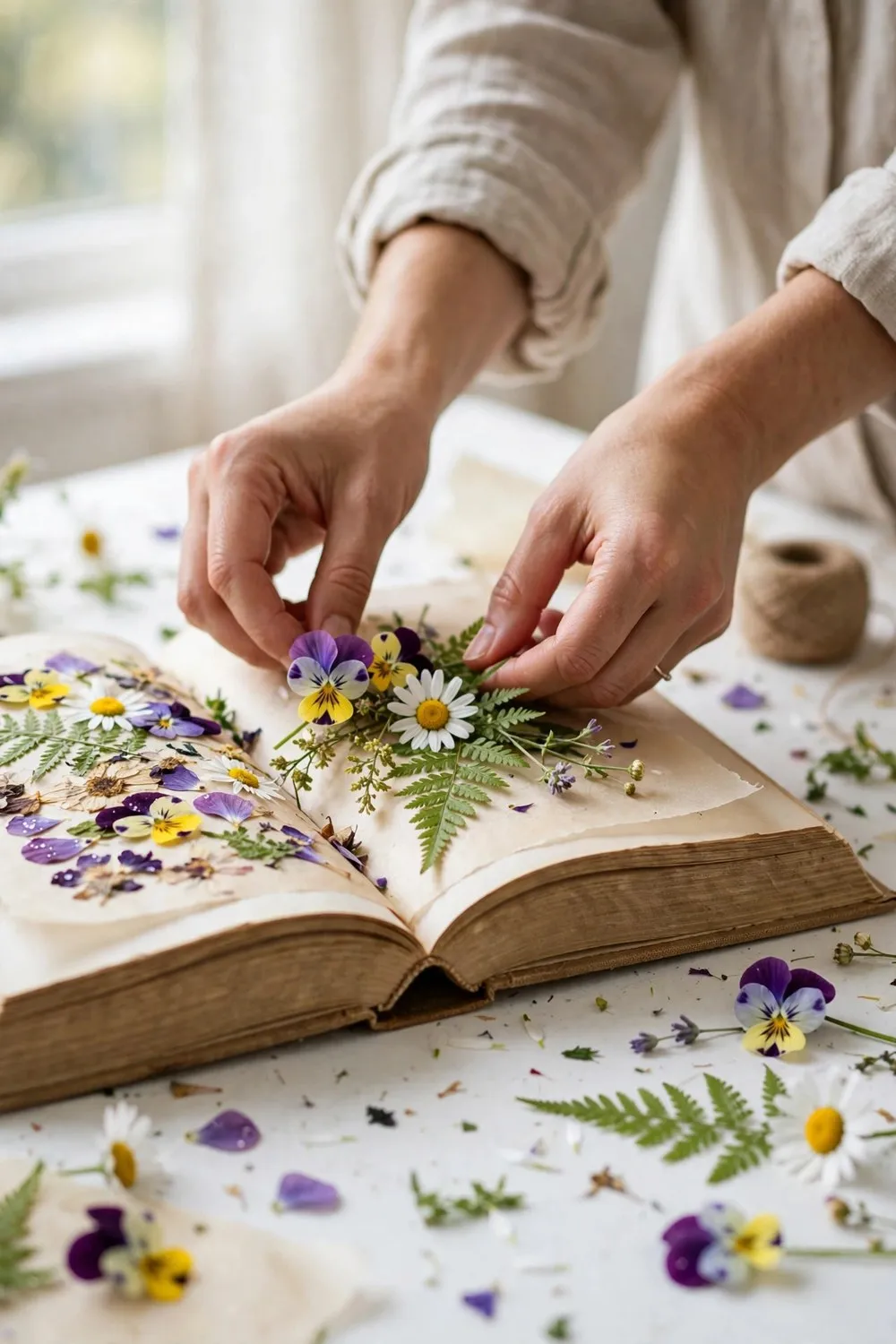 How to press flowers in a heavy book for pressed flower decor