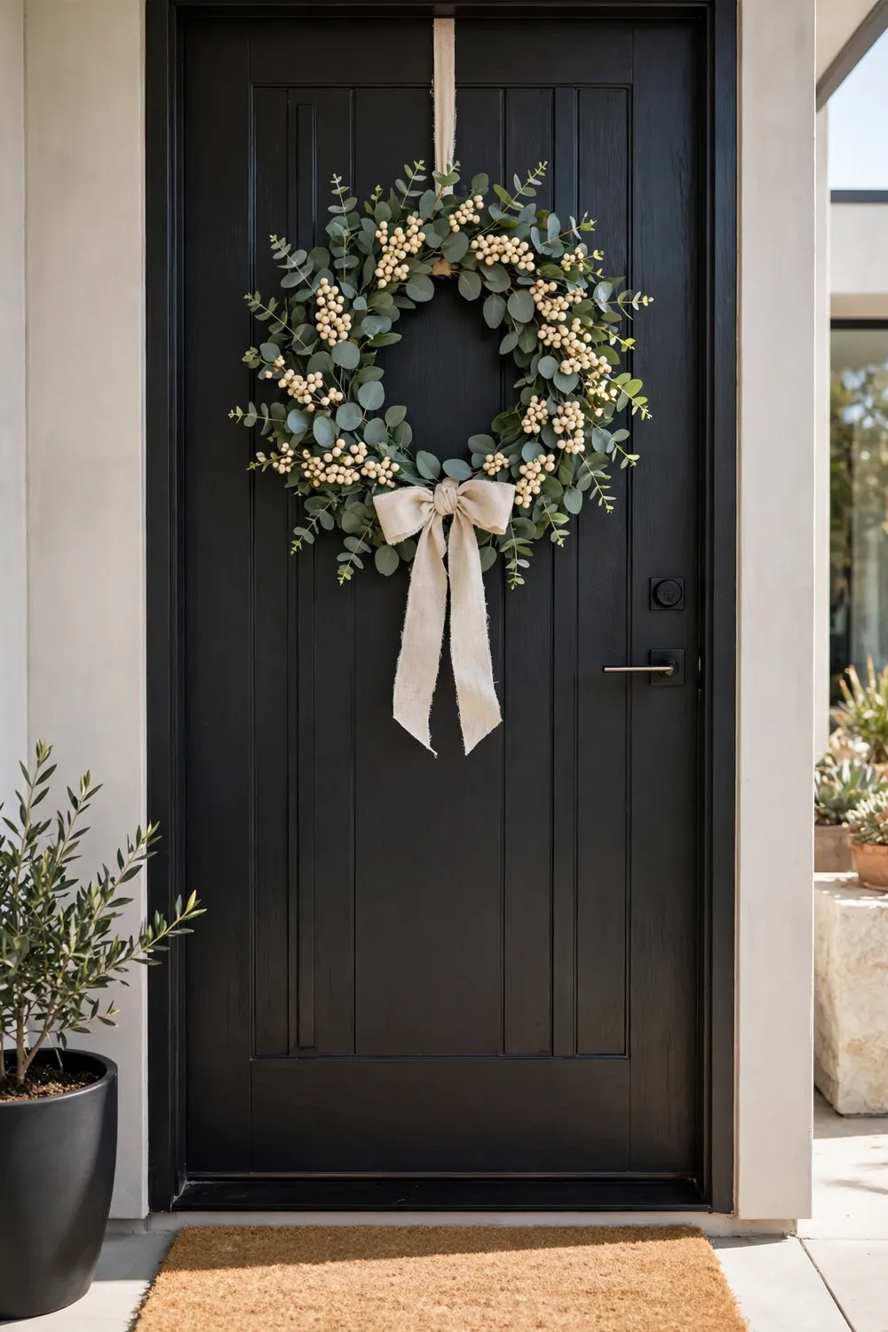 Eucalyptus and cream berry wreath Fall wreath ideas with a eucalyptus and cream berry wreath