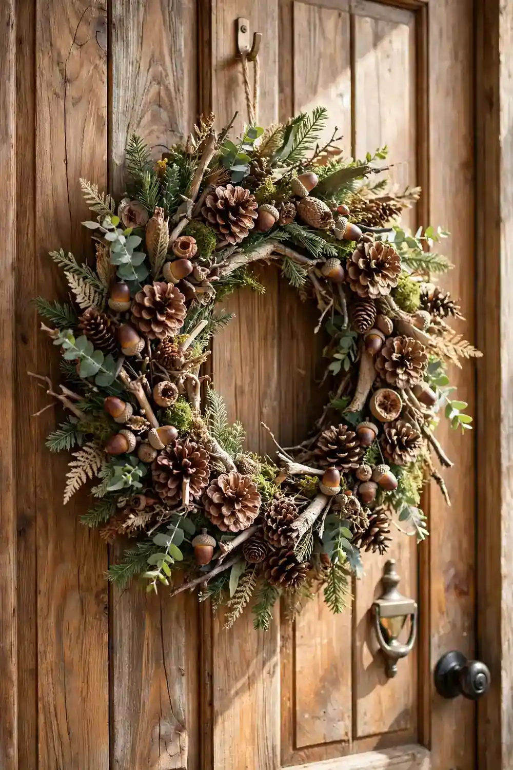 Pinecone and acorn rustic wreath Fall wreath ideas with a pinecone and acorn rustic wreath