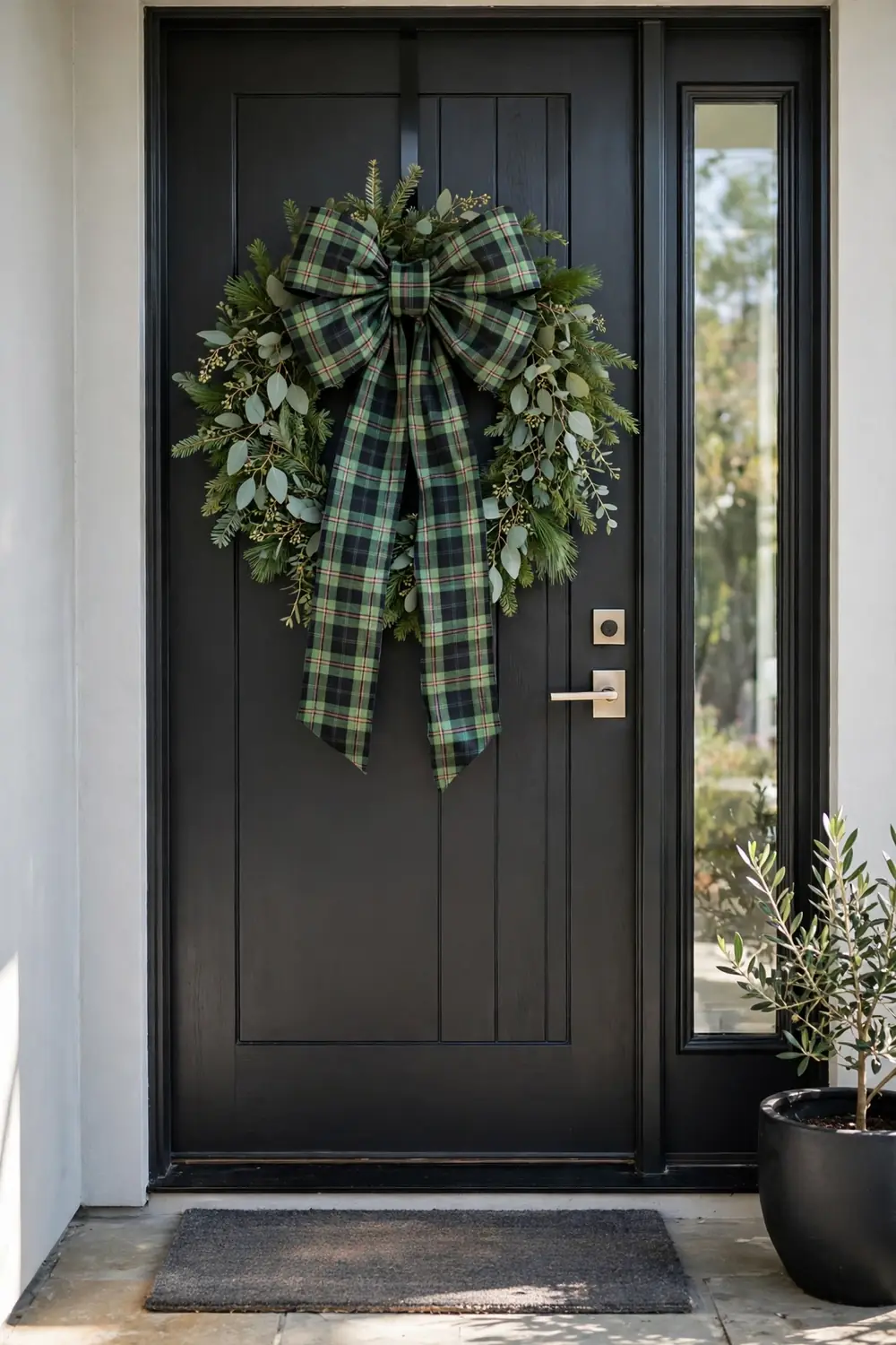 Oversized plaid bow fall wreath Fall wreath ideas with an oversized plaid bow statement wreath