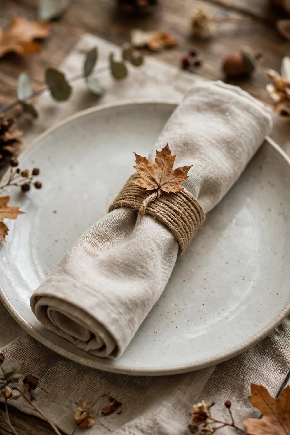 Dollar Tree Thanksgiving decor DIY twine napkin rings