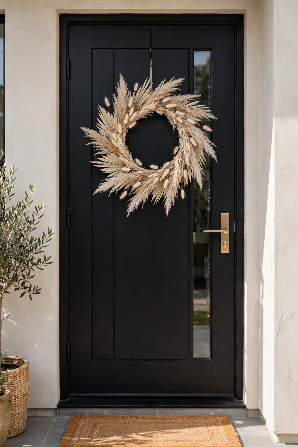 Neutral boho pampas grass wreath Fall wreath ideas with a neutral boho pampas grass wreath