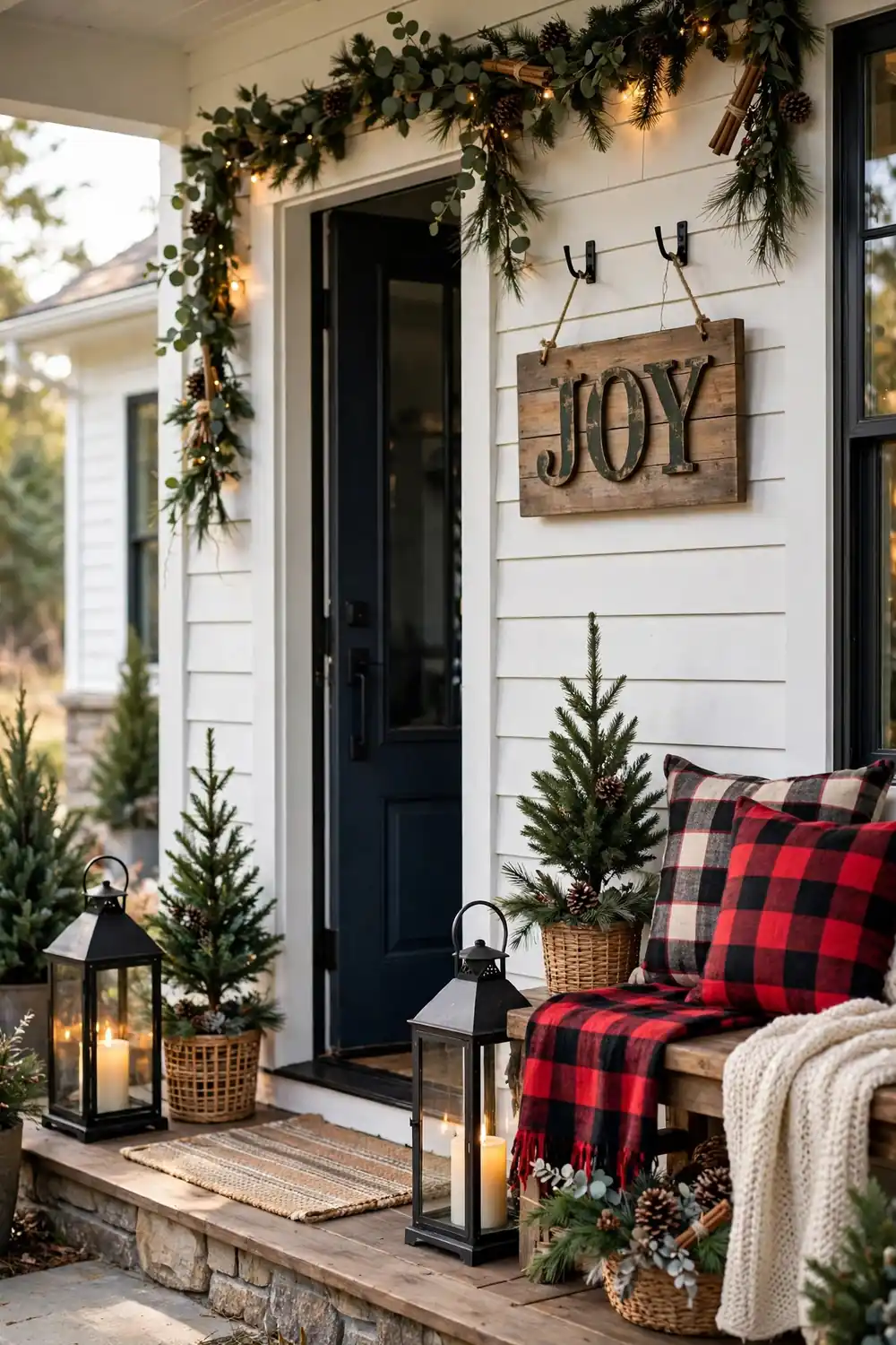Farmhouse Sign With Rustic Touches Christmas Porch Decor Idea Farmhouse style Christmas sign with rustic touches on a porch, a charming christmas porch decor idea