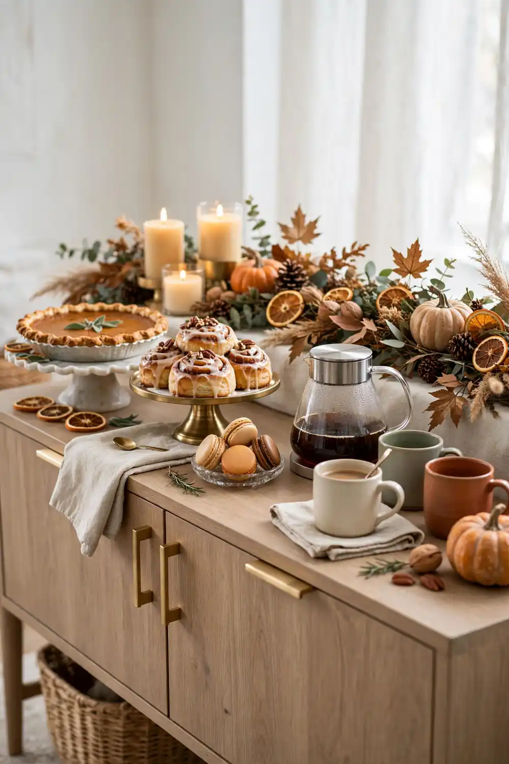 Dessert and Coffee Station Side Table | Smart Decor Finds Dessert and coffee station side table for Thanksgiving hosting