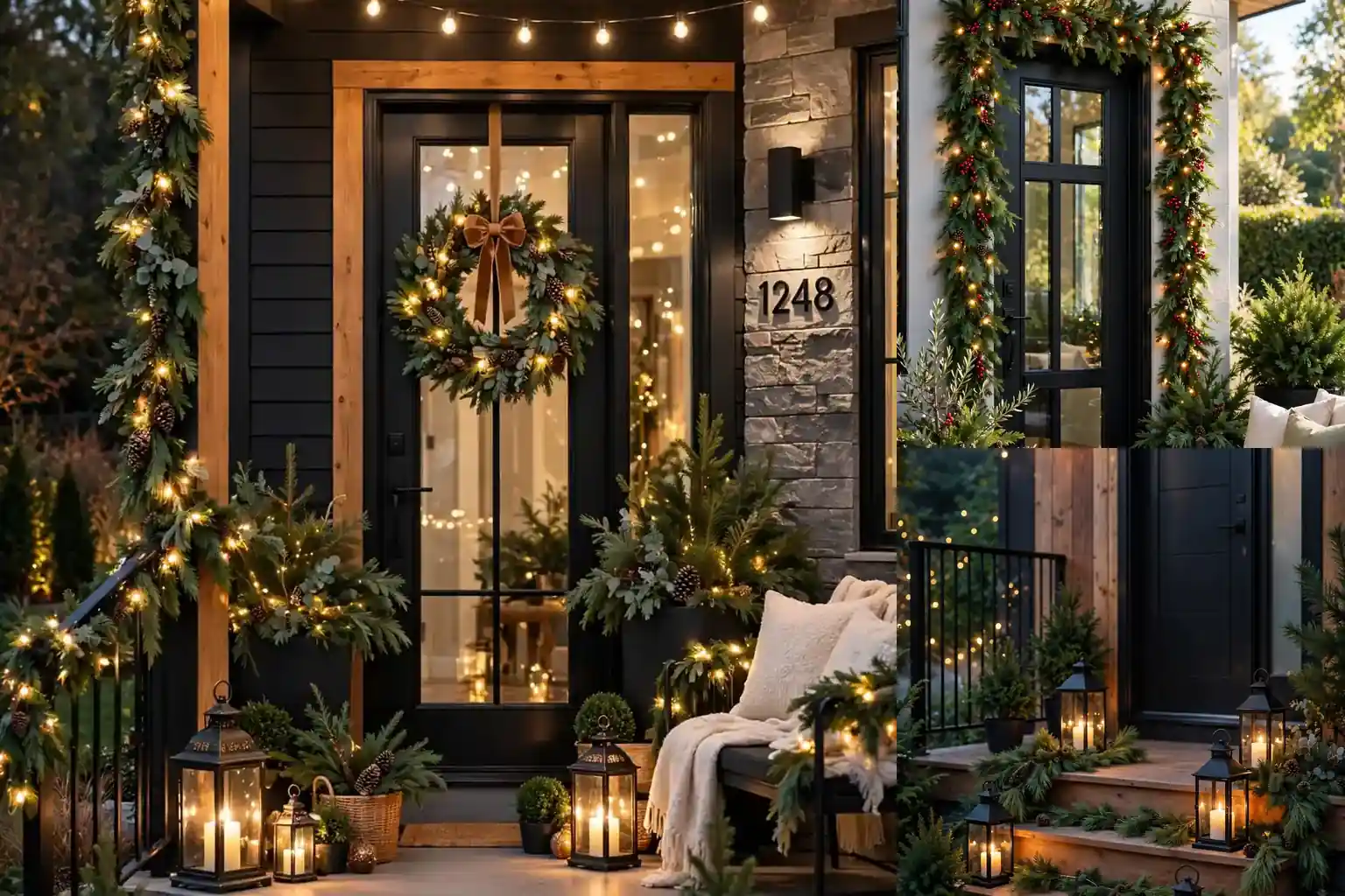Stylish collage of the best christmas porch decor ideas for a magical first impression