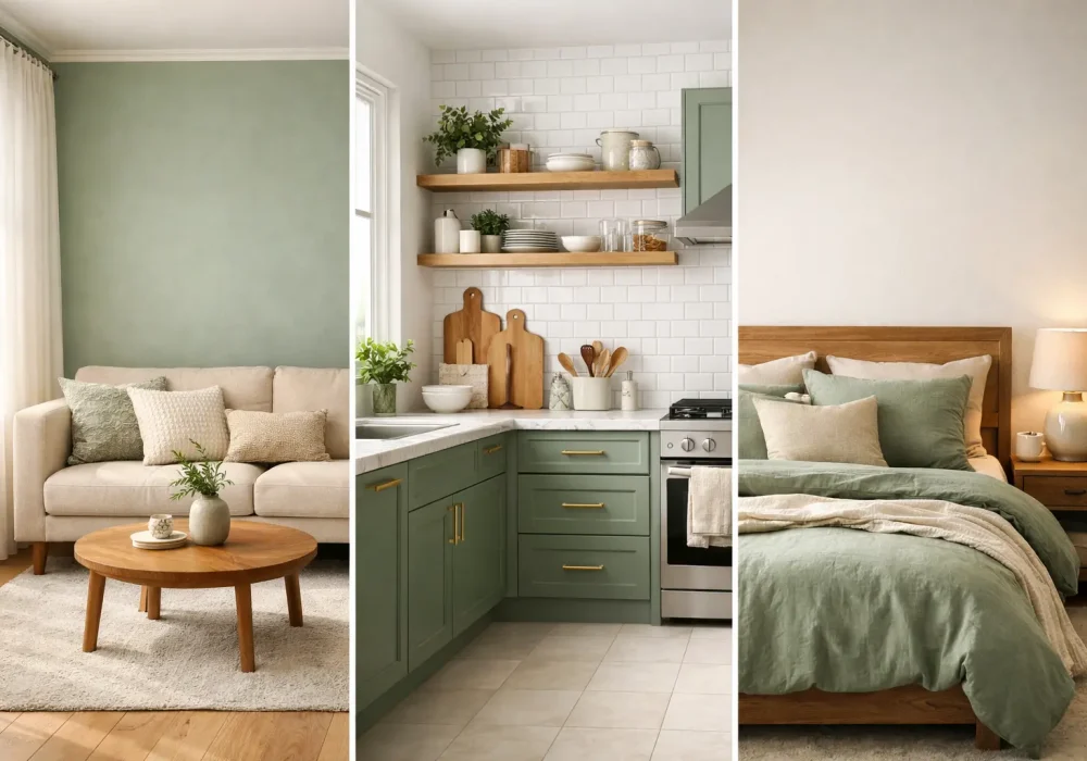 sage green decor ideas collage living room kitchen bedroom ideas modern sage green interior design inspiration calm aesthetic home styling