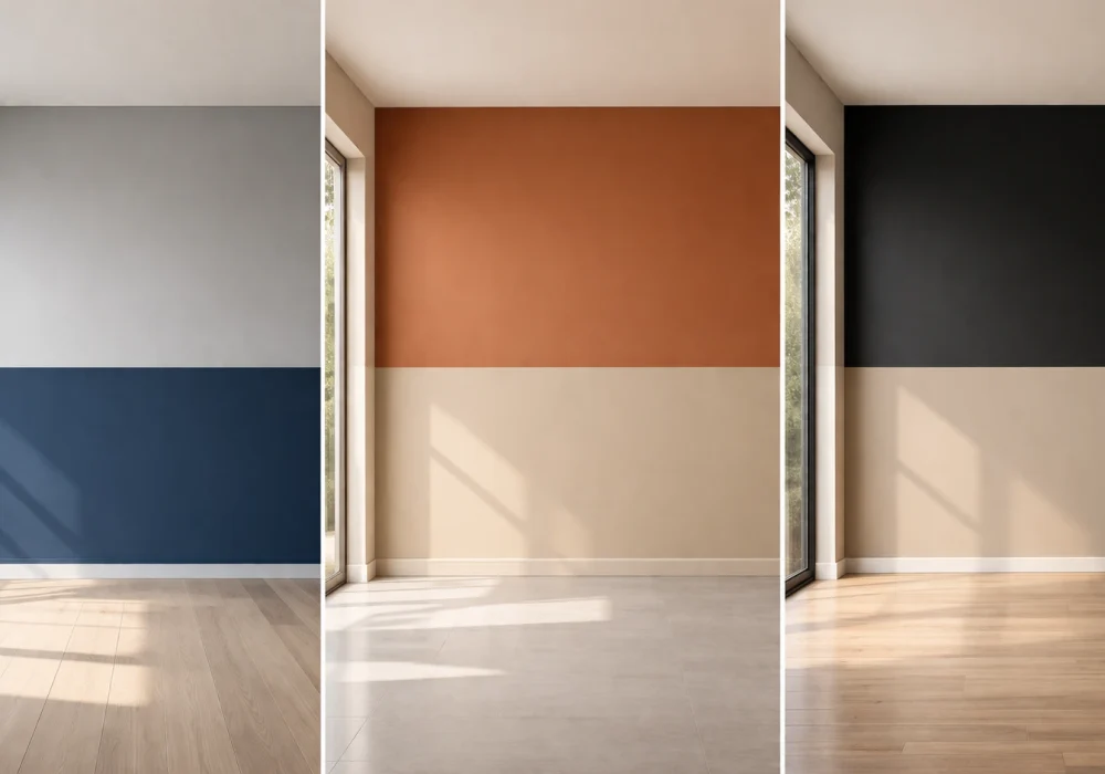 two-tone wall paint ideas collage modern interior color combinations stylish two tone wall paint inspiration trending home wall color ideas