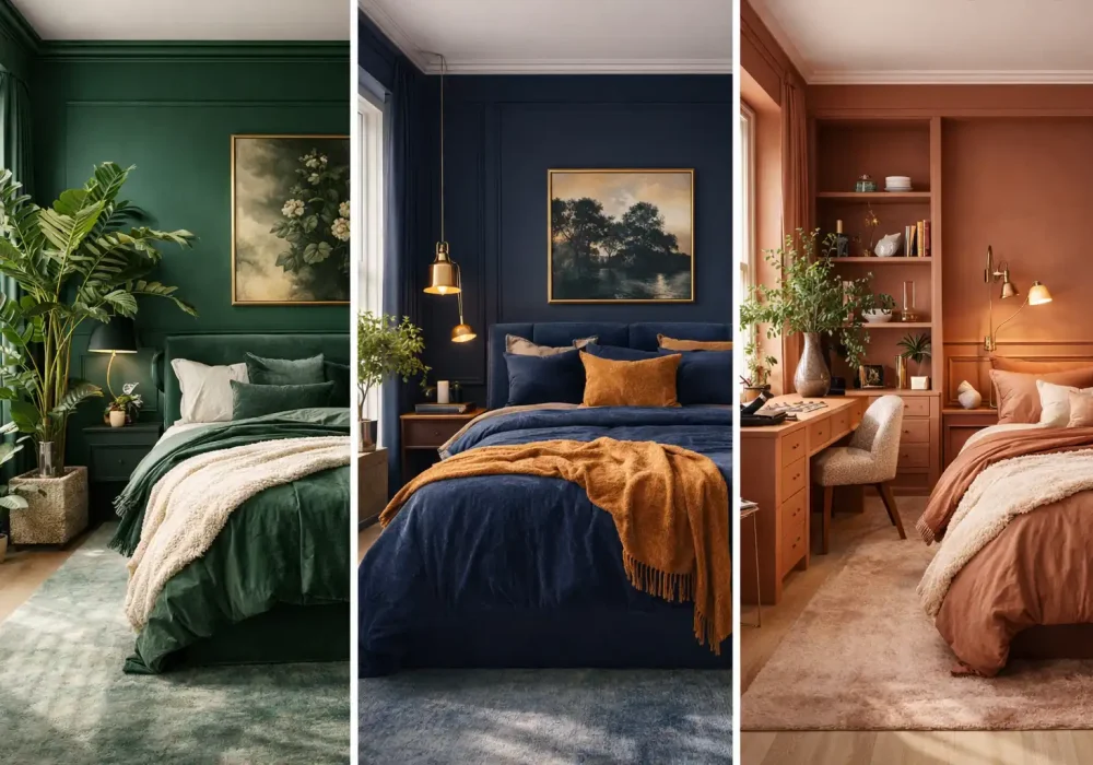 color drenching bedroom ideas emerald green navy blue and terracotta modern interiors