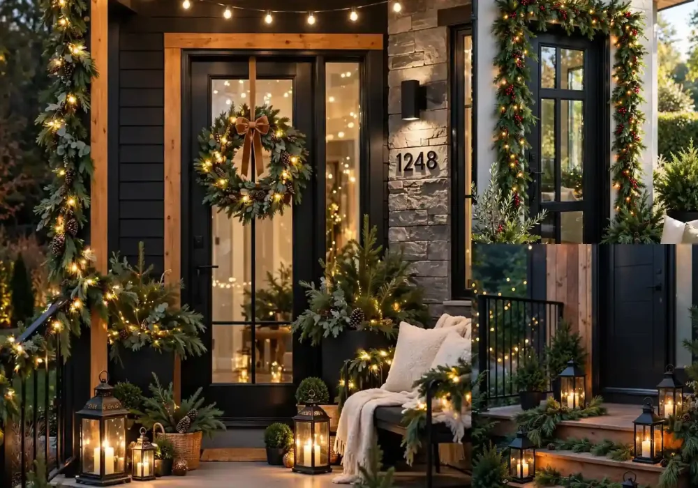 Stylish collage of the best christmas porch decor ideas for a magical first impression