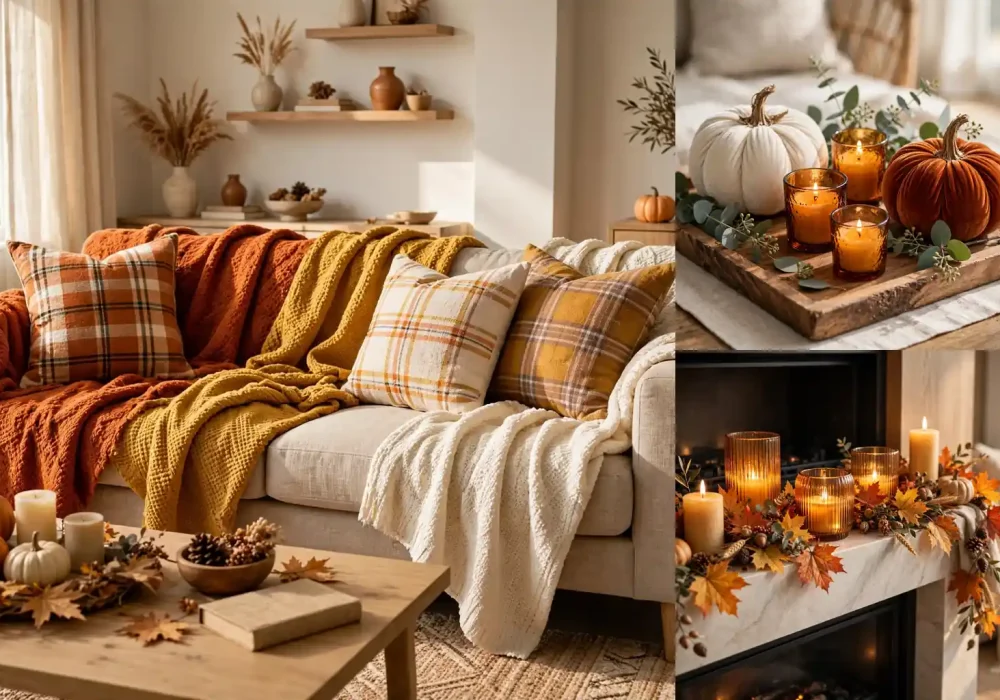 Warm thanksgiving living room styled for the holiday with cozy fall layers (featured image, set via Featured Image panel only)